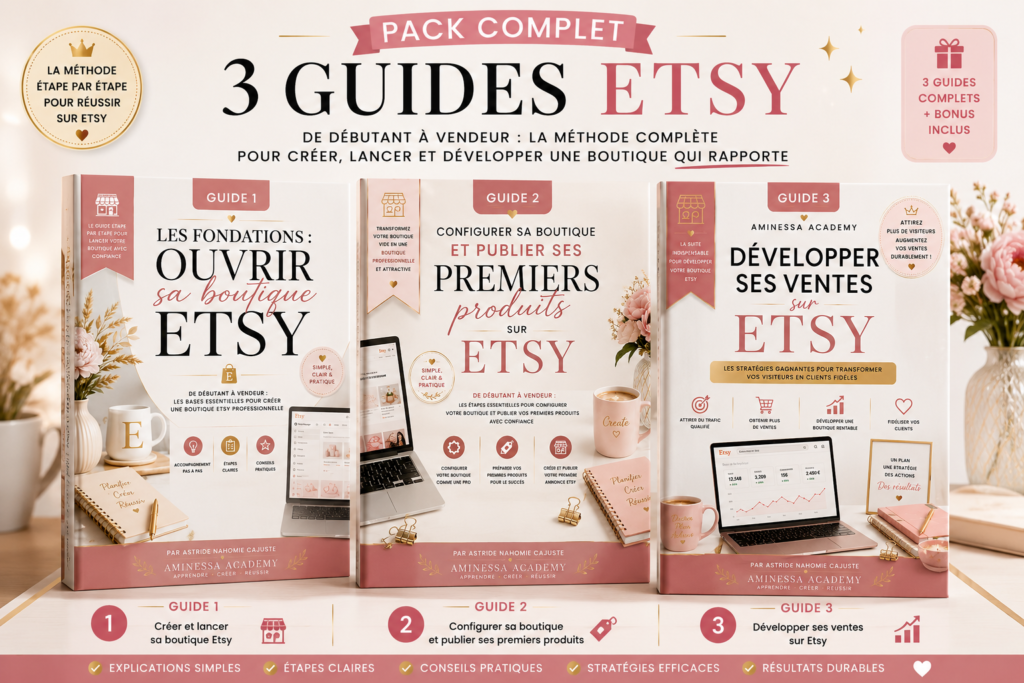 Ouvrir une boutique Etsy : park de 3 guides complets pour débutant